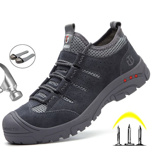 

new mens safey shoes work boots men steel toe safety boots work shoes indestructible sneakers puncture-proof mens boots, Black