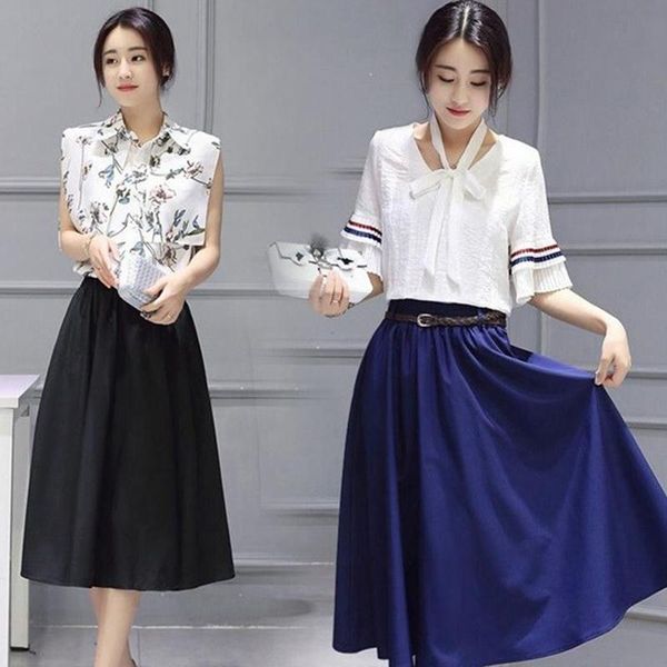 

1 pcs women's a-line high-waisted pleated skirt elastic band good match with single product exquisite and beautiful, Black