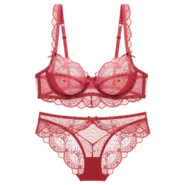 

manufacturers selling new ultra-thin hollow-out lingerie chest show small lace bra set bra c1211, Black;white
