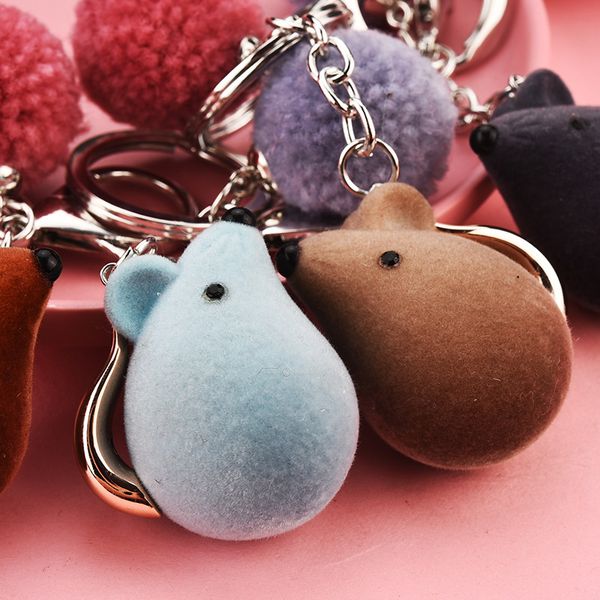 

short cute faux plush fur ball keychain pom bag charms trinket car keyring key chains 2020, Silver