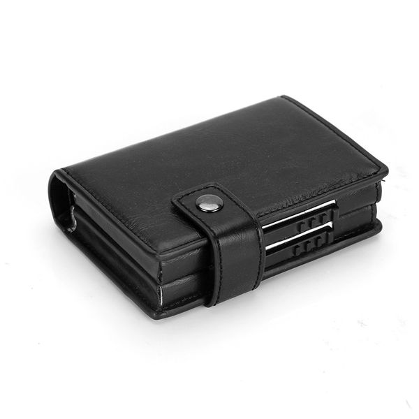 

dual card aluminum alloy card box wallet anti-theft swipe card holder credit wallet, Brown;gray