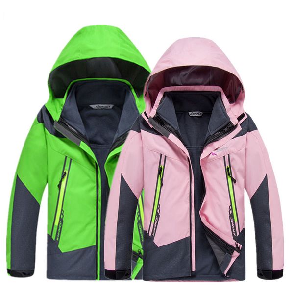 

boys girls 3in1 windbreaker waterproof fleece warm hooded softshell coat outdoor camping hiking ski jacke winter autumn children q1211, Black;brown