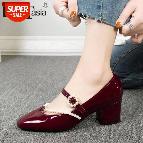 

doratasia new fashion ladies consise spring pumps 2021 office daily date pumps women square heels bead buckle shoes woman #wz8h