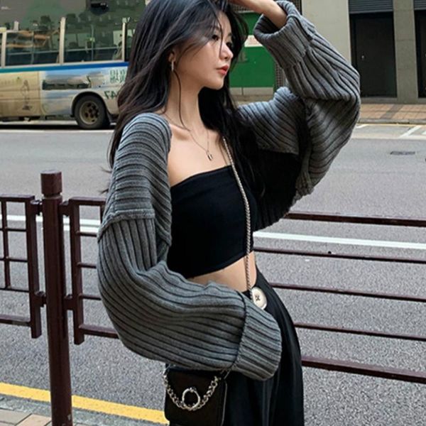 

women's knits & tees chic women crop sweaters cardigan woman cropped, White