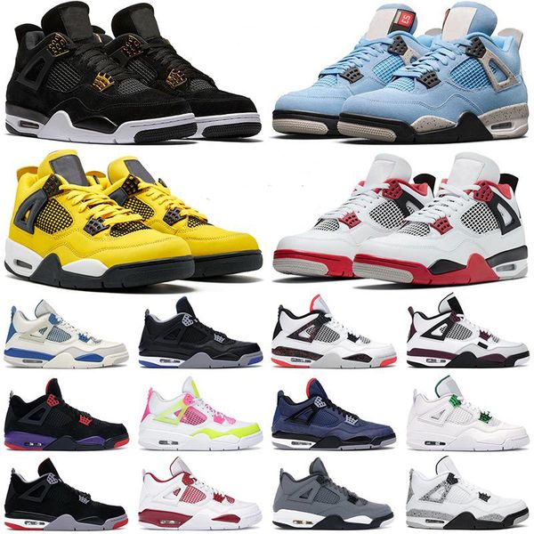 

2023 mens basketball shoes jumpman 4s fire red 4 black cat bred white cement university blue royalty men women sneakers 36-47