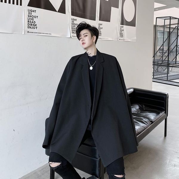 

men's suits & blazers male japan style vintage fashion streetwear hip hop loose suit coat men diagonally button casual jacket1, White;black