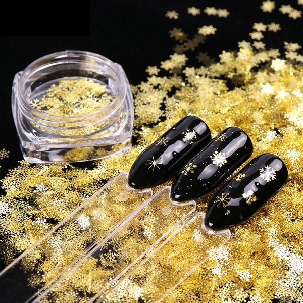

snowflake nail art sequins holographic glitter flakes paillette stickers for nails decroration winter design decor 0465, Black