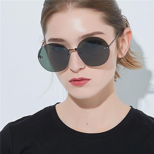 

oversized lens sunglasses anti-uv frameless lady sun glasses lady cool round eyewear1, White;black