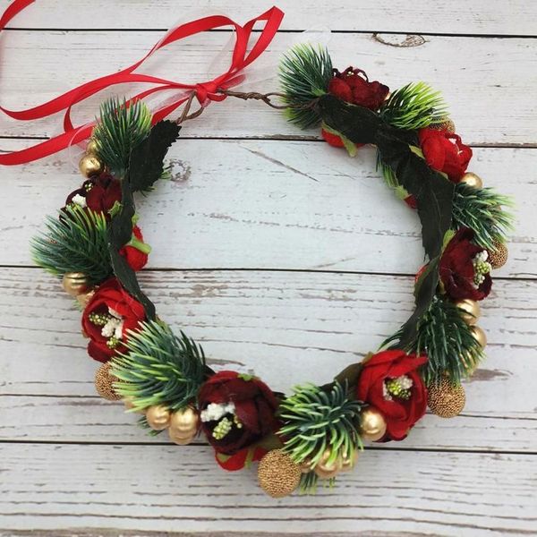 

christmas flower crown festival headband women hair accessories headdress new year floral garlands xmas flower jllchf