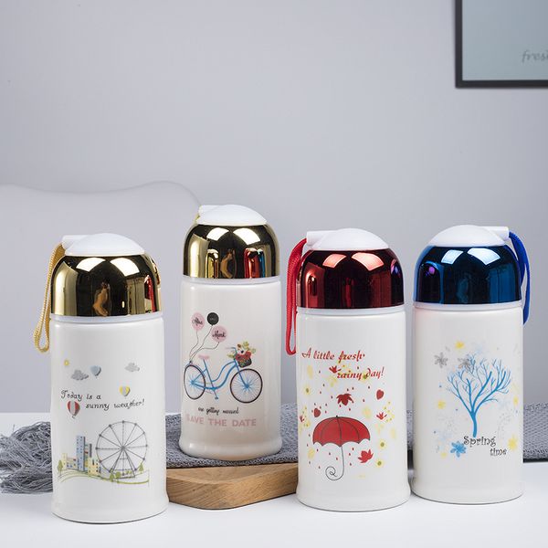 

cartoon style water bottle unicorn pattern ceramic cup with cover red blue lid bottles selling 4 2bea l1