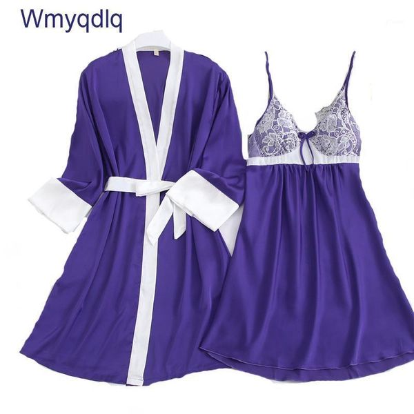 

wmyqdlq autumn new style pyjamas lace suspenders nightgown female nightdress two-piece suit pijama women pajama set1, Black;red