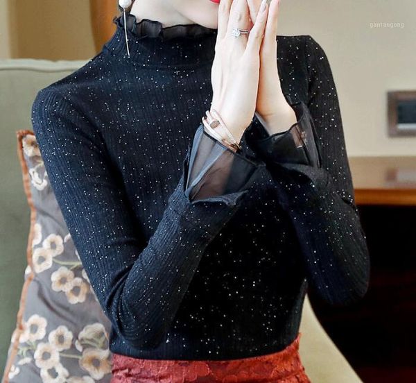 

women's new bottoming shirt blouse long sleeve, White