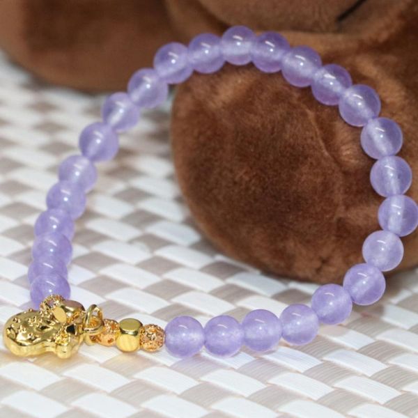 

14style women bracelet natural stone multicolor dyed jades chalcedony 6mm round beads strand bangle pendant jewels 7.5inch b1935, Black