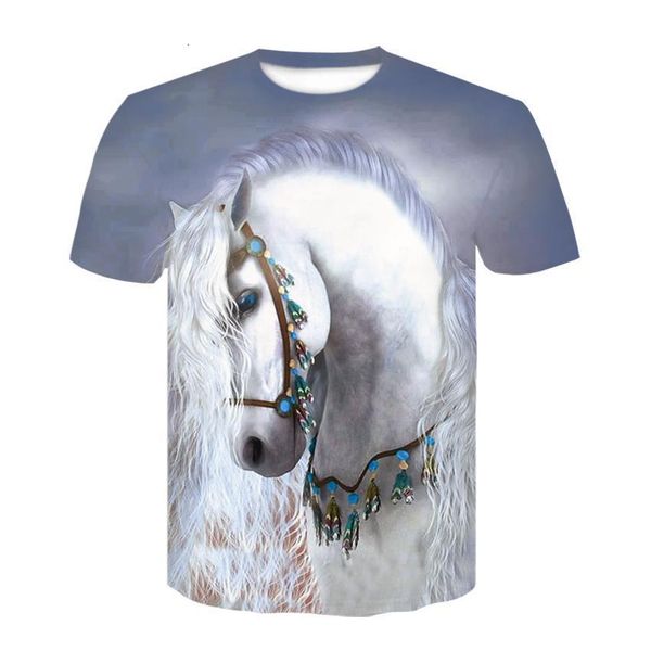 

the latest design of men's summer t-shirt fashion trend printed animal horse t-shirt men and women street wear t-shirts and, White;black