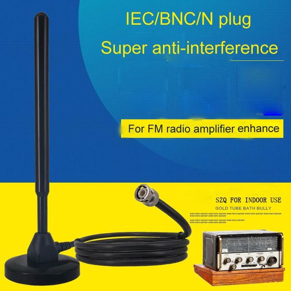 

iec/bnc/n plug fm sw antenna external signal enhanced for tecsun s2000 grundig walkie-talkie cd with 5m 75-3 cable