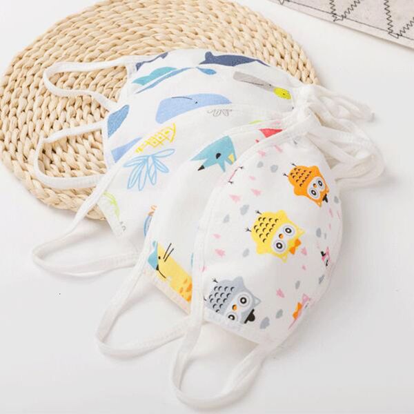 

factor price 0-5 year old baby children cartoon face mask 4 layer cotton reusable washable anti dust mouth facemask boy