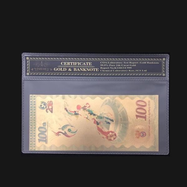 

nice 2018 russia world banknote 100 roubles football banknote in 24k gold with coa frame for collection and gift wmtfub