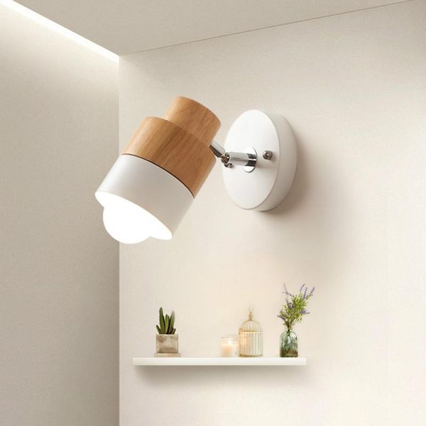 

iron wall lamp nordic wooden bedroom bedside lamp adjustable living room study wall lights porch aisle stair lighting mx4291608