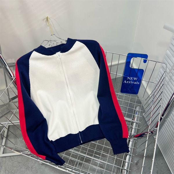 

early spring 2022 new knitted baseball series cardigan loose sweater fashion, White