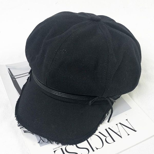 

beret female spring and autumn british octagonal hat newsboy hat literary retro painter tide1, Blue;gray