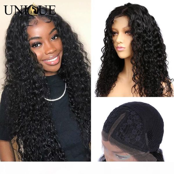 

brazilian water wave lace front human hair wigs water wave lace part wig unique hair 13x4 front wigs for black women, Black;brown