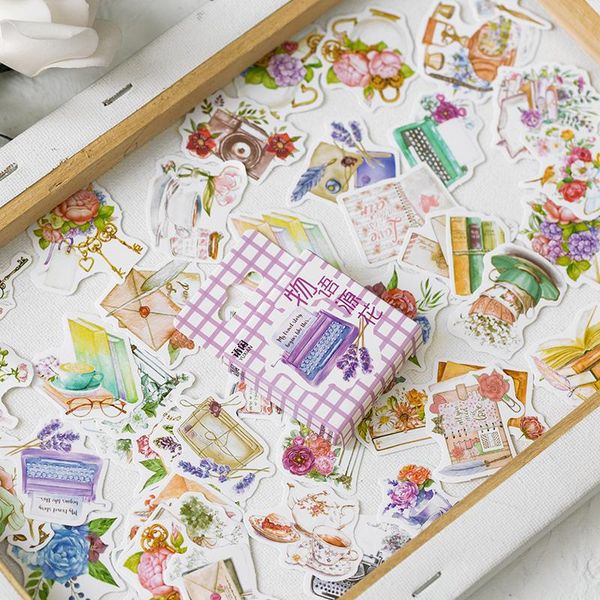 

50pcs box green plant flowers stickers set patterns cute for decoration collage album school scrapbooking stationery sticker jllvvl