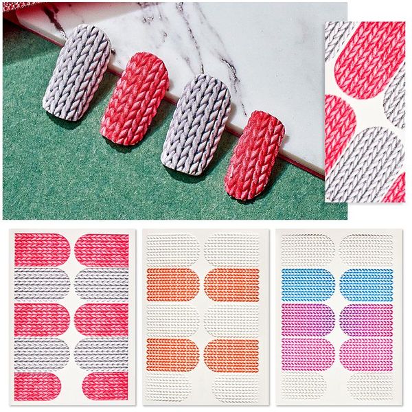 

rban nail 3d acrylic engraved nail sticker winter sweater charm water decals water slide decals art decoration, Black