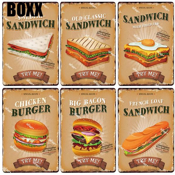

big bacon burger metal plate tin sign plaque car vintage pub bar decor metal sign metal poster home decoration vintage poster