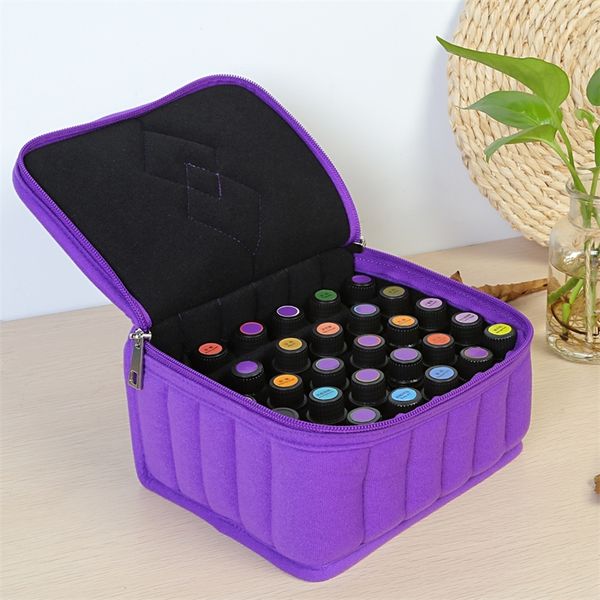 

portable 30 bottle 15ml essential oil bag cotton carrying holder case travel nail polish organizer storage box bags y200714, Blue;pink