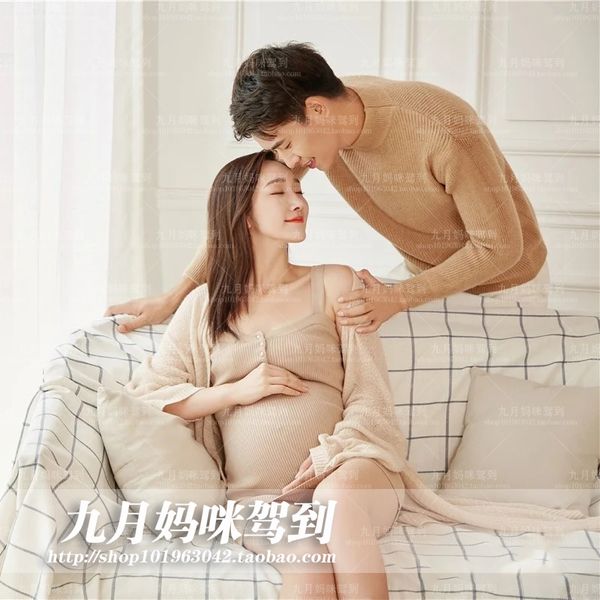 

590 pregnant women's clothing rental khaki autumn winter knitted sweater, White