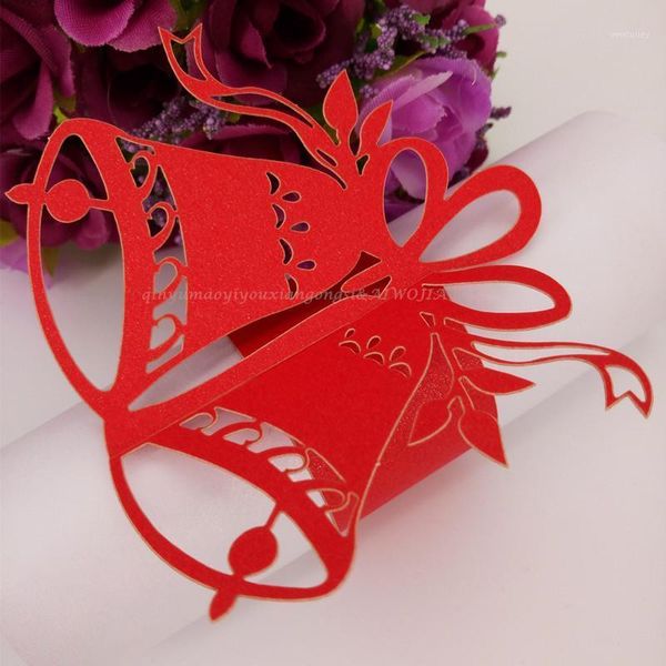 

napkin rings fashion 100pcslot party supplies laser cut christmas bells paper for wedding decoration 7zsh1031