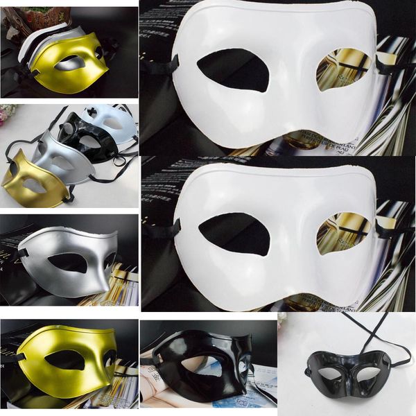 

factoryw77lvenetian men's fancy masquerade dress masks plastic half face mask optional multi-color (black, white, gold, silver