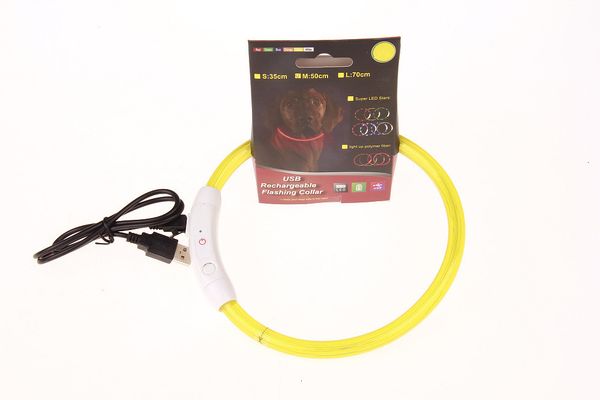 

usb dog collar rechargeable 50cm led adjustable flashing safety in night fits all pet rubber collars 0isi
