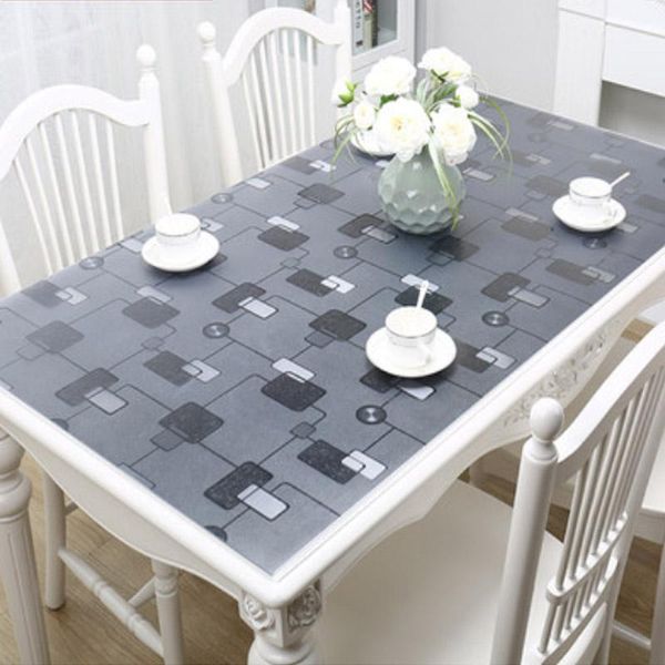 

hazy 1,5 мм пвх скатерть водонепроницаемая прямоугольная столовая полотна кухонные шаблон настольная крышка коврик защищает рабочее стоп для