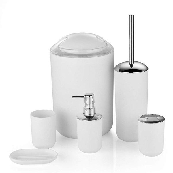 

bath accessory set 6-piece bathroom with a variety of color options. plastic t8we