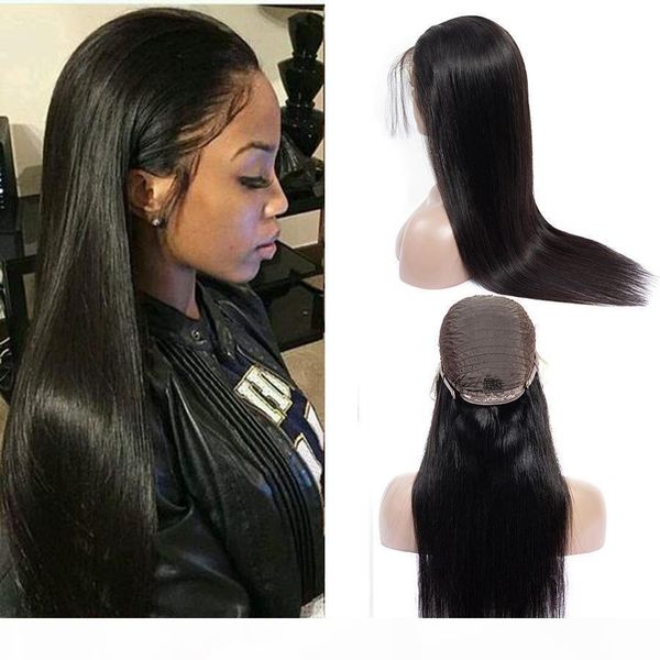

13x6 lace front wig remy brazilian hair wigs glueless front lace wig for black women straight lace front wig pre plucked bleached knots, Black;brown
