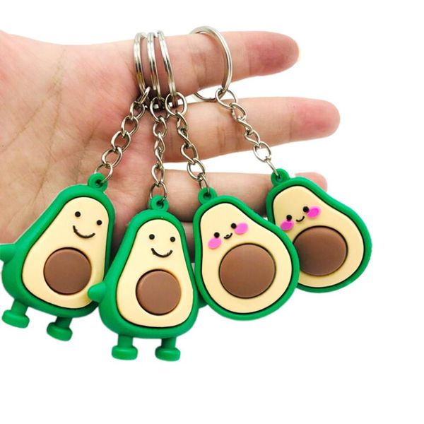 

keychains simulation fruit avocado shaped keychain keyring 3d soft key chains fashion jewelry party gift 2 styles, Silver