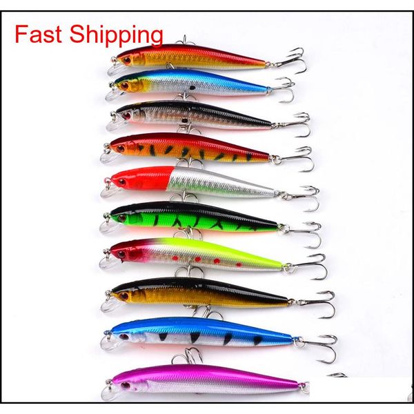 

10pc minnow fishing lure 10cm-3.94"/8.4g-0.3oz plastic hard baits 6# hook fishin qyliwv alice_bag