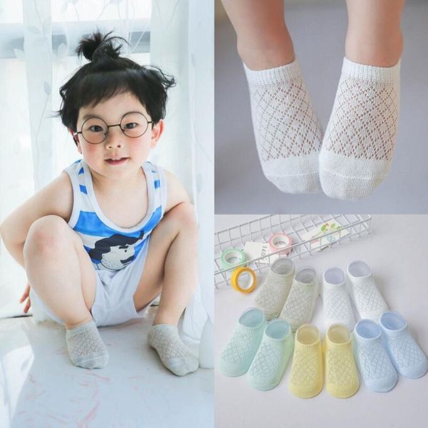

10pc/lot(5 pairs) summer baby socks mesh thin cotton short socks newborn girls boys breathable boat socks y201009, Pink;yellow