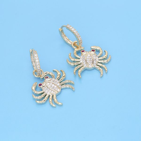 

европейская и американская темперамент tide crab серьги микрокристаллические зиркон золото морской краб серьги женский тренд тренд моды серь, Golden