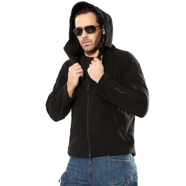 

winter tactical jacket military uniform soft shell fleece hoody jacket men thermal clothing casual hoodies 201114, Black;brown