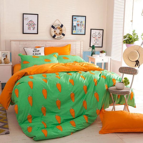 

bedding sets home textile summer fruit carrot set pineapple yellow duvet cover for kids children bed linen pillowcase