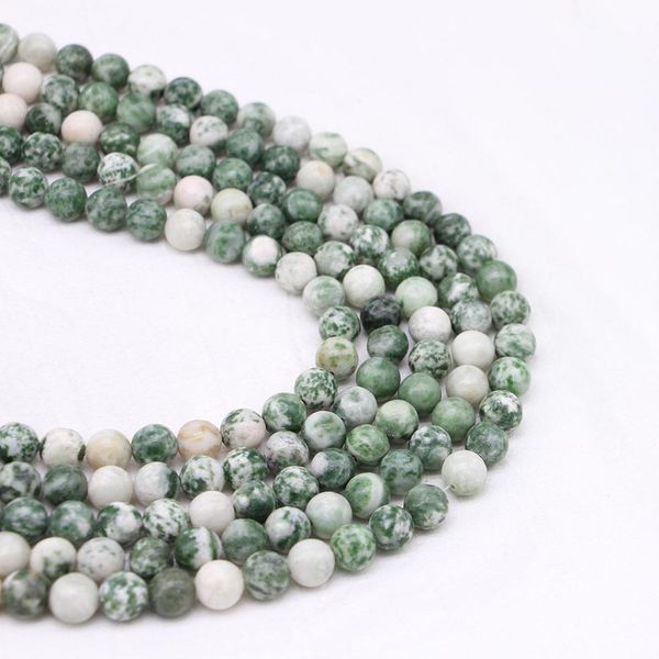 

1strand lot 4 6 8 10 12mm natural green spot stone bead round loose bead spacer beads for jewelry making findings diy bracelet h jllvgn