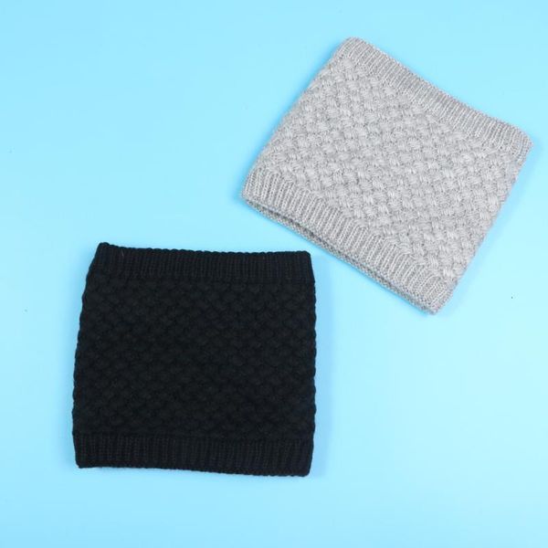 

2pcs autumn winter plush scarf color neck warmer circle scarf lanital lined neckerchief for men children (grey/black