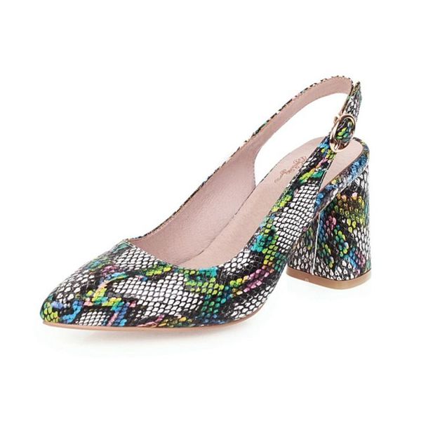 

sandals women 2021 quality ladies multicolor snake skin pattern high heels summer shoes pointed pumps plus size 33-48 w-8, Black