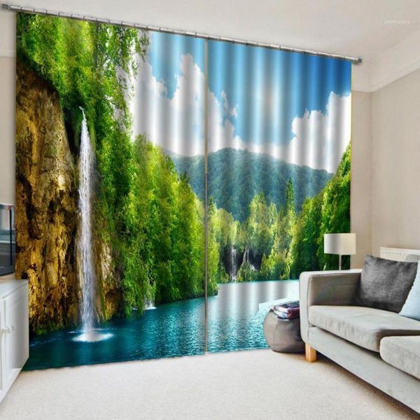 

curtain & drapes beautiful po fashion customized 3d curtains green scenery landscape curtain1