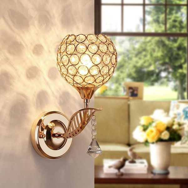 

wall lamp e27 sconce crystal light simple and creative bedroom bedside lights gold for home ligting decor
