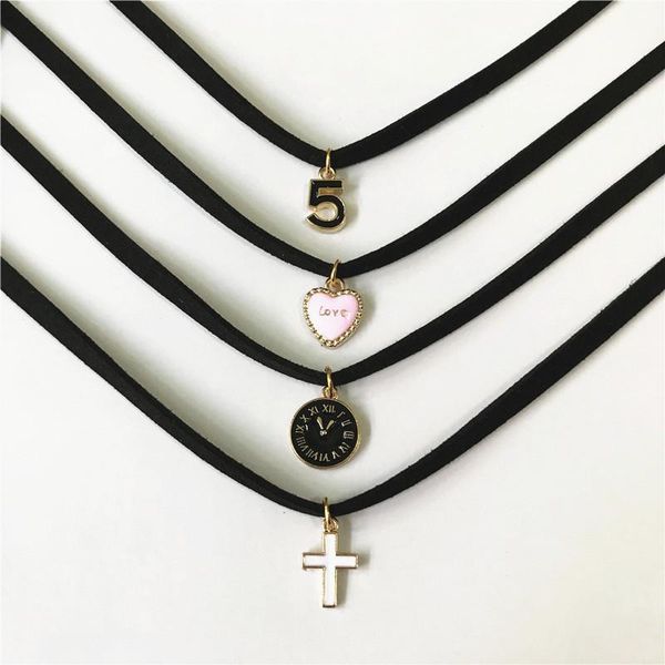 

chokers retro charm jewelry women gothic black lace velvet choker necklace love cross necklaces & pendants for gifts handmade, Golden;silver