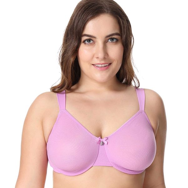 

women's sheer minimizer bra plus size support underwired everyday bra y19070201, Red;black