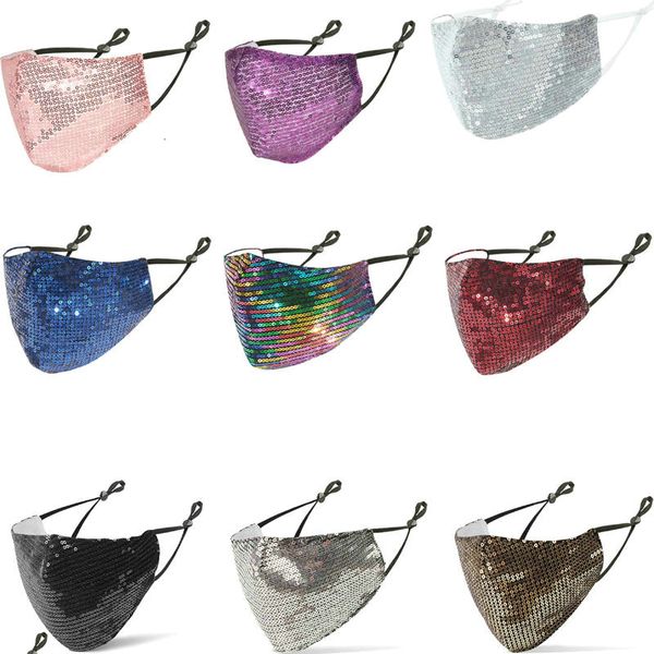 

blingbling designer factory sequin paillette face fashion luxury washable reusable woman masks mascarillas protective adjustable mask dhl